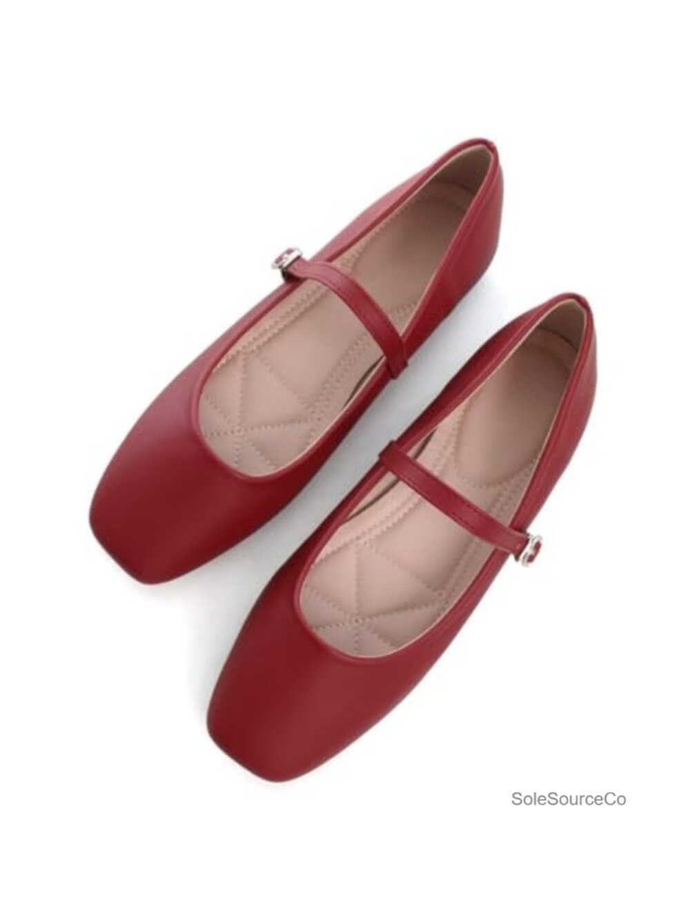 Faux Leather Mary Jane Flats Square Toe Adjustable Buckle Women's Casual Shoes